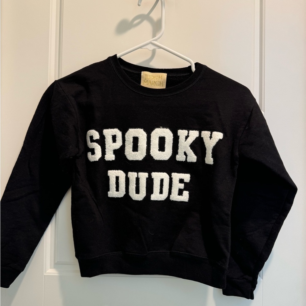 Judith March Spooky Dude Boys Sweatshirt Size 10 / 12 Halloween Black